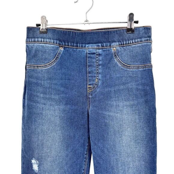 Spanx Lightly Distressed Pull-on Jeans Jeggings Blue Size Medium - Picture 3 of 7